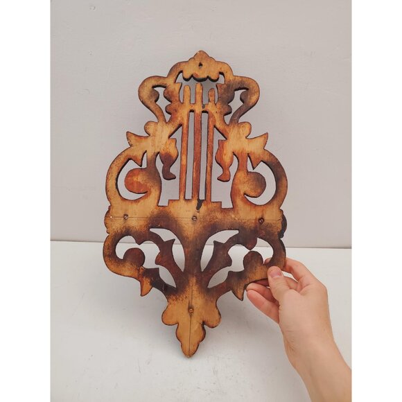 Hand Carved Wood Ornate Wall Shelf,Candlestick,Bohemian Home Decor,Carved Wood - Picture 5 of 10